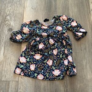 Picapino Floral Owl Print‎ Baby Dress